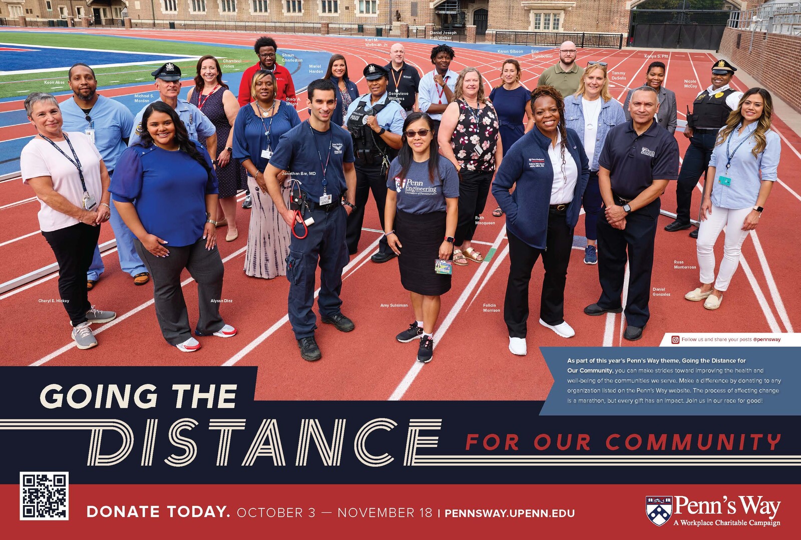 penns way volunteers on track; donate oct 3 - nov 18