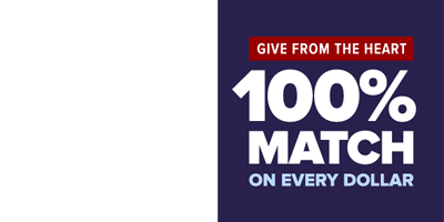 give from the heart 100% match on every dollar